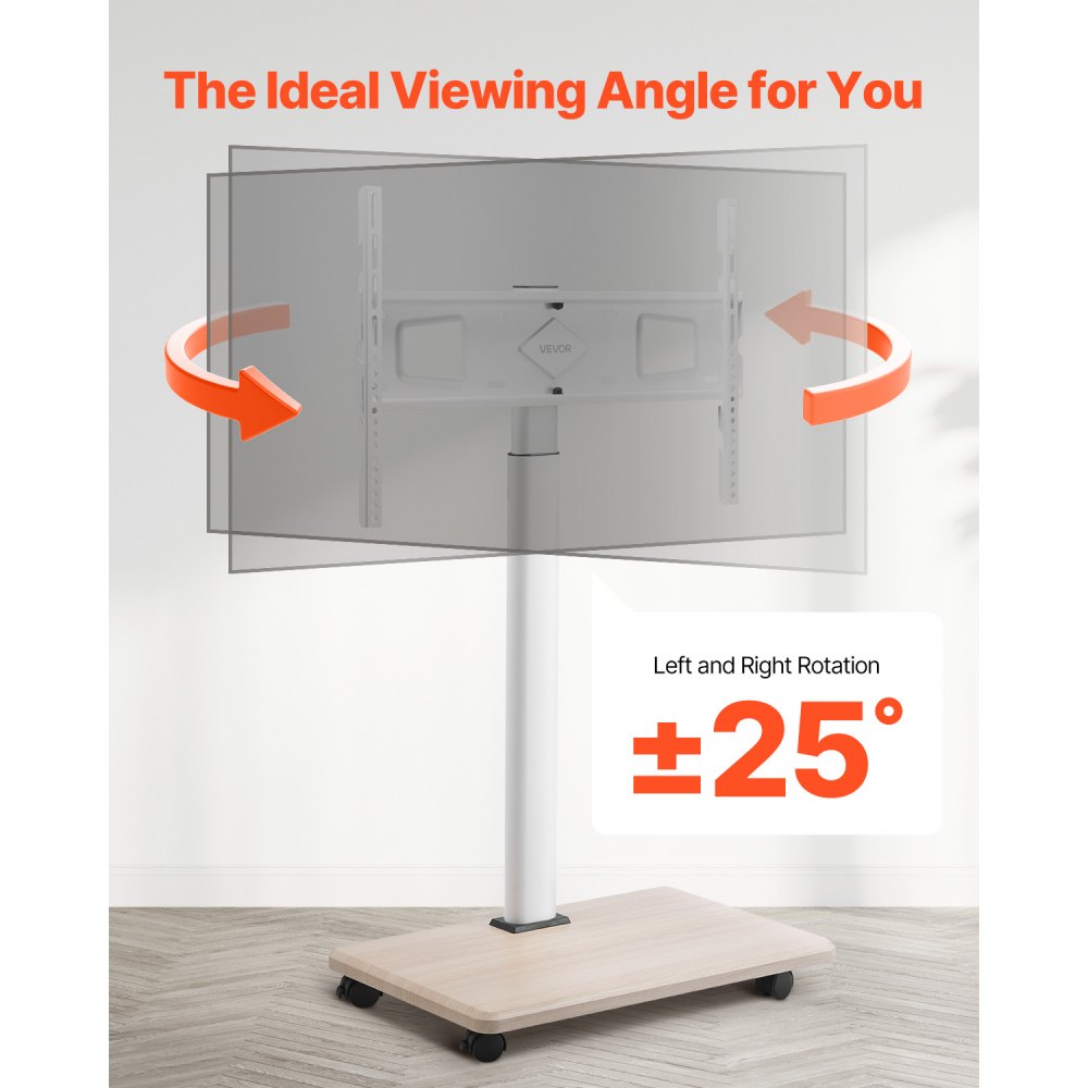 VEVOR Rolling TV Stand Mobile TV Cart Holds Up to 45 kg for 32-70 Inch Screens