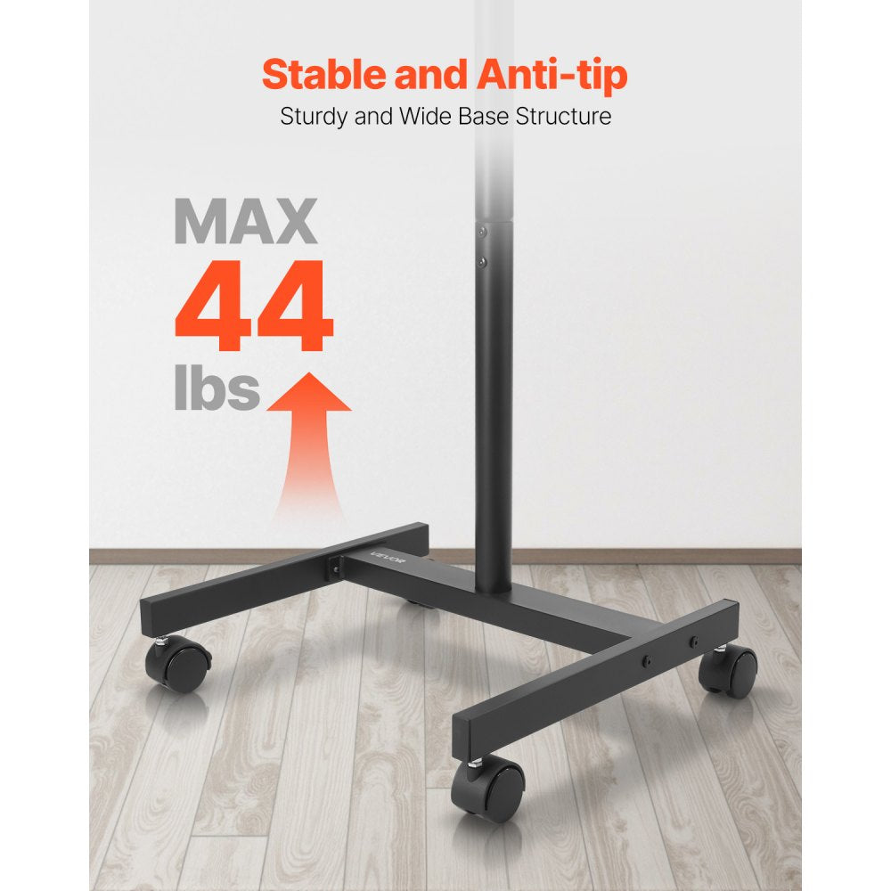 VEVOR Rolling TV Stand Mobile TV Cart Holds Up to 20 kg for 17-55 Inch Screens