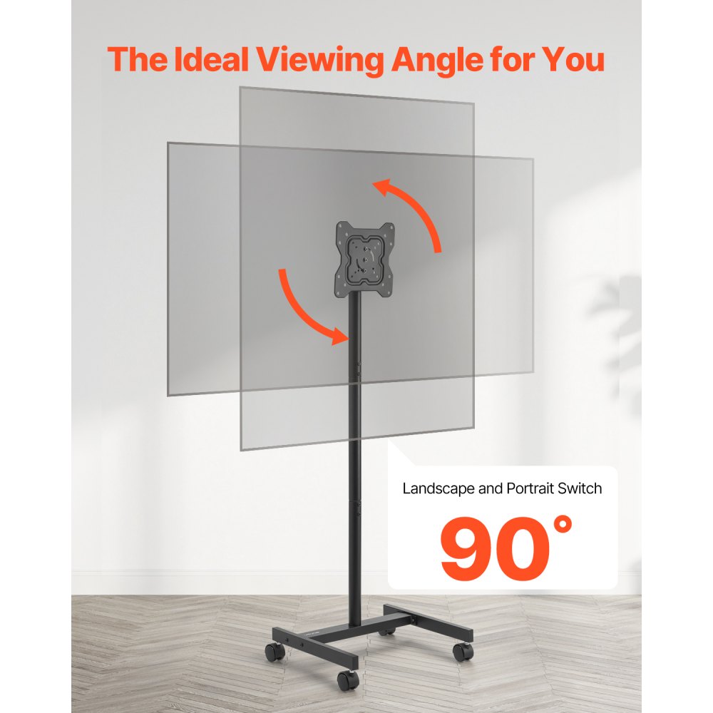 VEVOR Rolling TV Stand Mobile TV Cart Holds Up to 20 kg for 17-55 Inch Screens