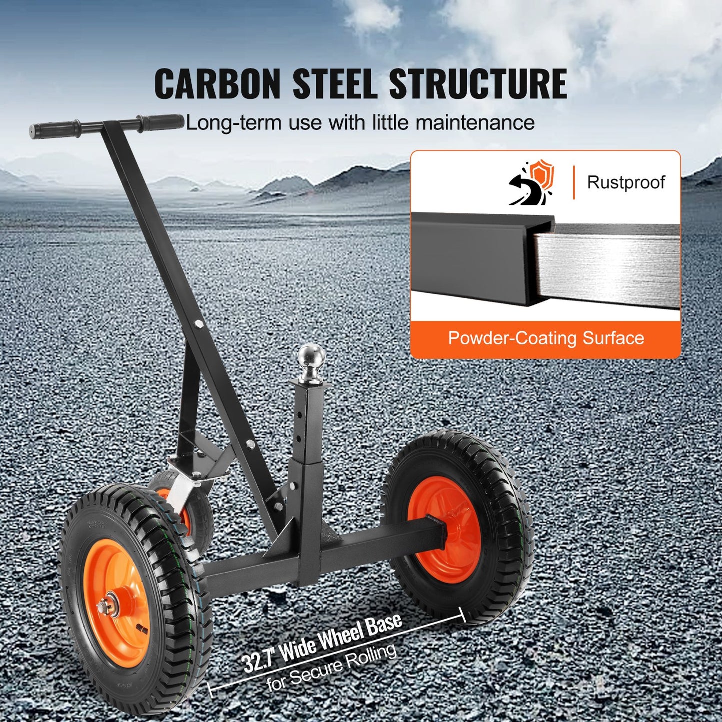 VEVOR Adjustable Trailer Dolly, 1000lbs Tongue Weight Capacity, Carbon Steel Trailer
