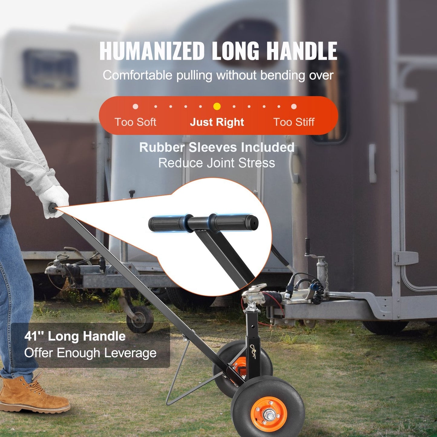 Adjustable Carbon Steel Trailer Dolly, 272 kg Capacity, 41-61 cm Hitch Height