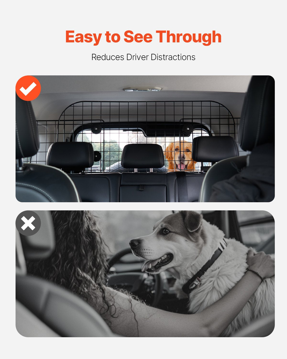 VEVOR Dog Car Barrier 90 cm-154 cm Adjustable Pet Divider Gate for Cargo Area