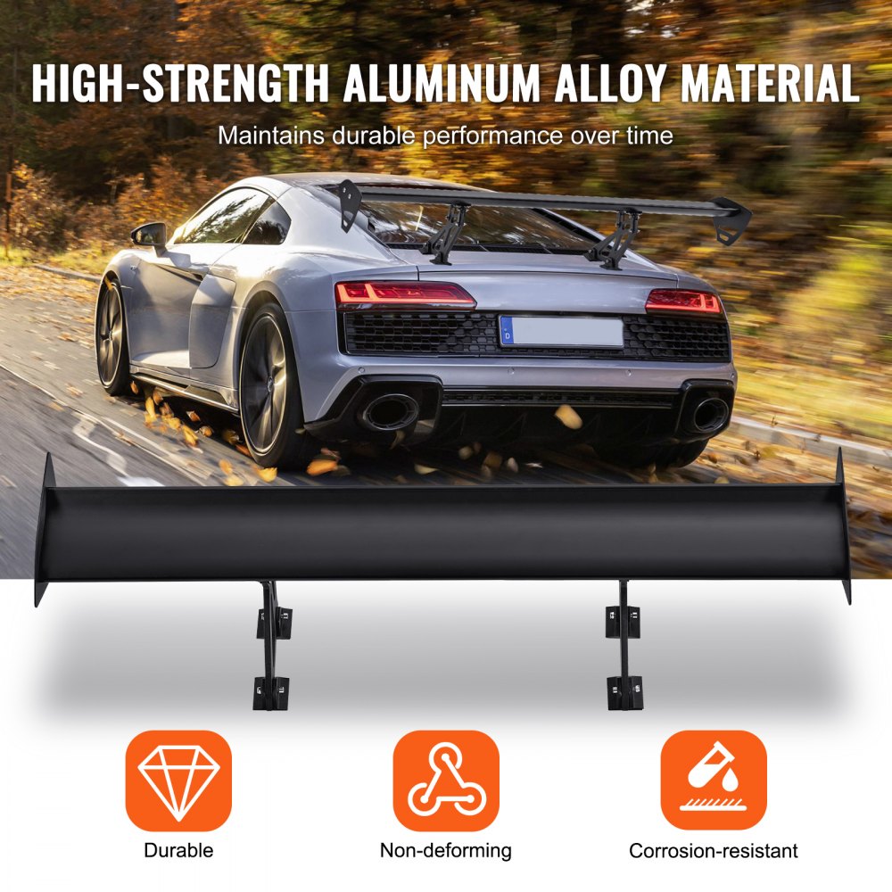 VEVOR Universal Rear Spoiler GT Style Adjustable Trunk Wing Car Racing 43.3''