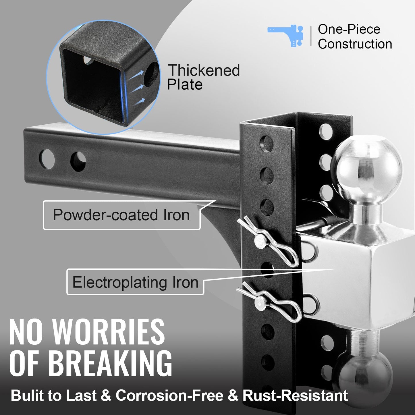 VEVOR Adjustable Trailer Hitch, 6" Rise & Drop Hitch Ball Mount 2" Receiver 22,000
