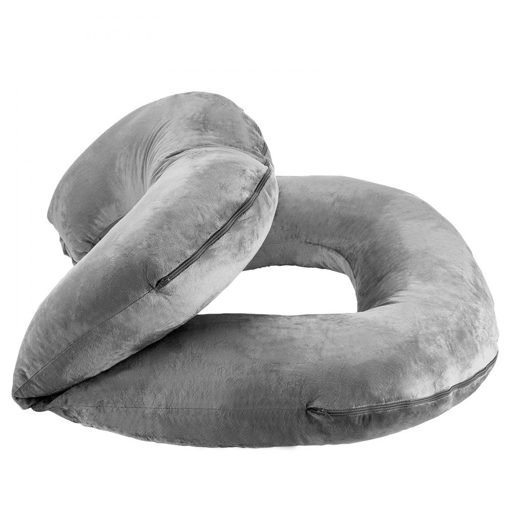 Reading Pillow Large Size U-Shaped Sitting up Pillow with Soft Velvet Grey