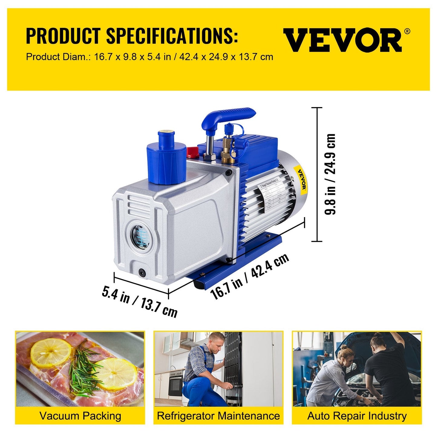 High-Efficiency 2-Stage Vacuum Pump 0.25m³/min for Refrigeration Systems