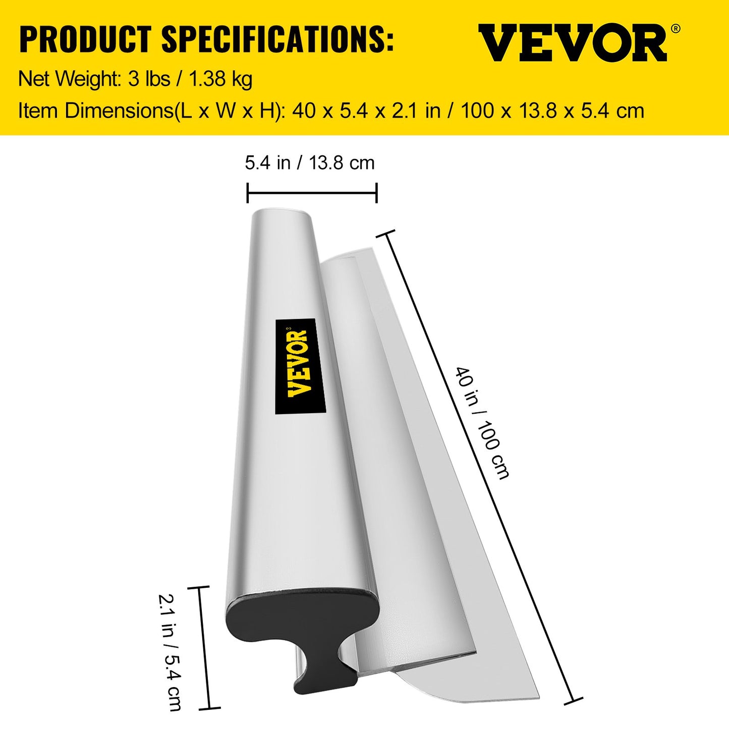 VEVOR Skimming Blade,40 inch Smoothing Knife, European Stainless Steel Construction