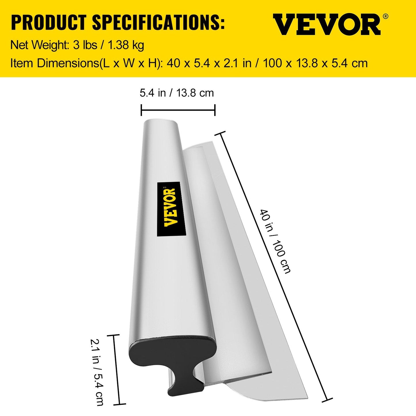 40" Skimming Blade - Stainless Steel Smoothing Knife for Drywall, 100 cm