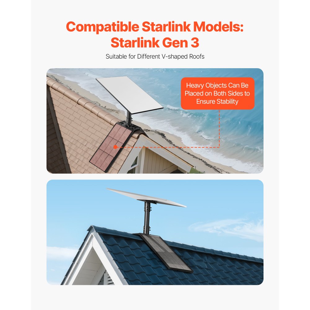 VEVOR Starlink Gen 3 Roof Mount 45-135° Adjustable Mounting Roof Pole Adapter