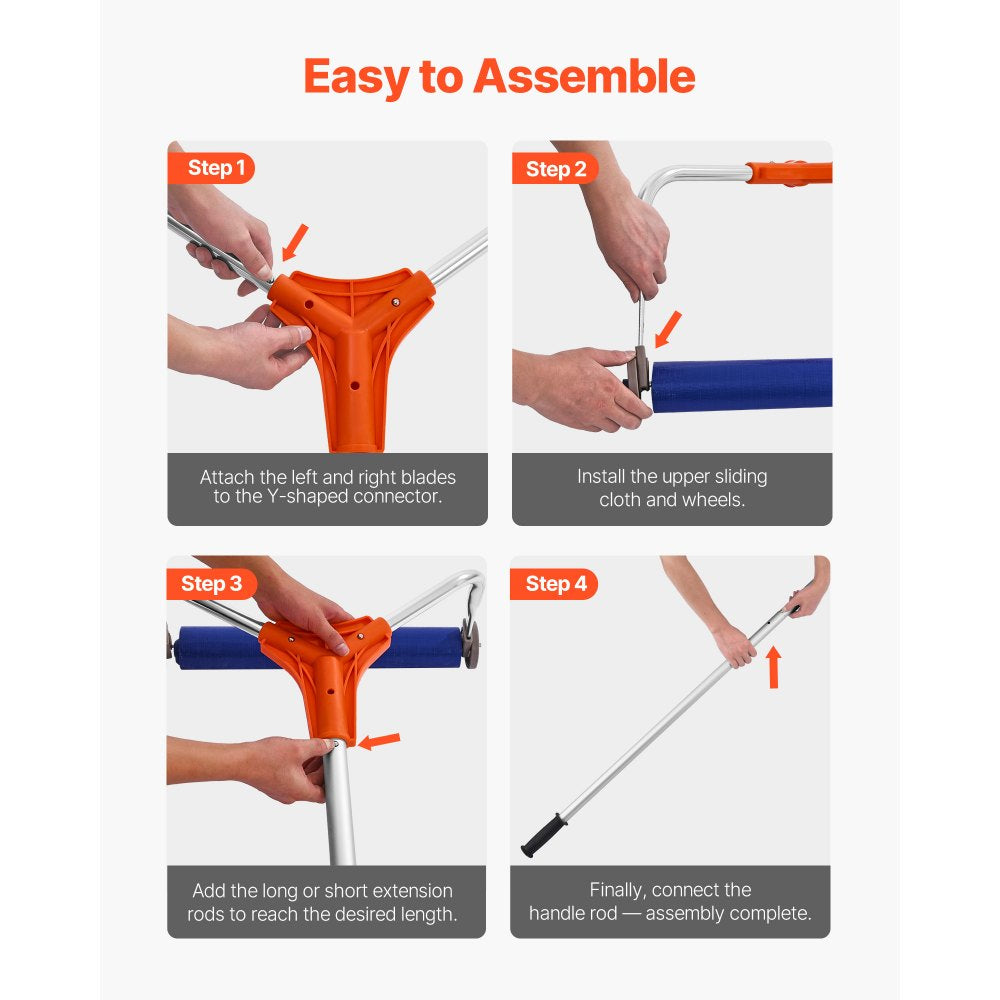 Snow Roof Rake, 27cm Aluminum Blade, 1.25-5.24 m Adjustable Roof Snow Scraper with Wheels & Slide, Lightweight Snows Removal Tool for House Rooftop Leaves Debris Clearing