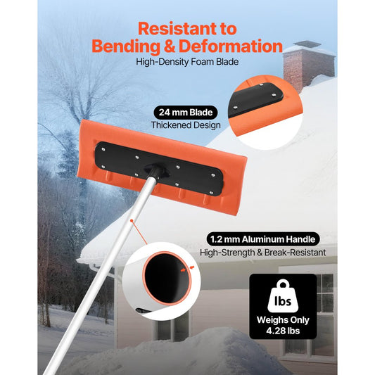 Snow Roof Rake, 45cm Foam Blade, 2.25-5.62 m Adjustable Roof Snow Scraper, Extension Tubes & Non-Slip Handle, Lightweig