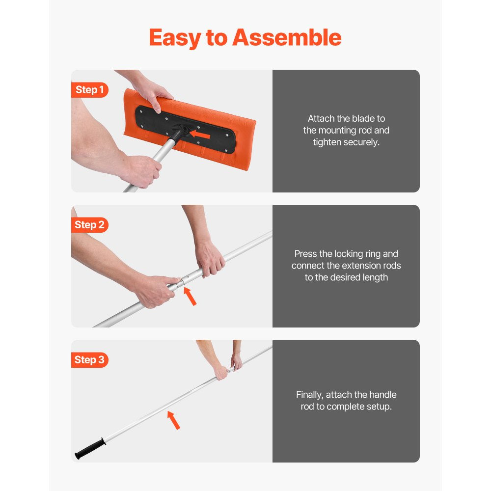 Snow Roof Rake, 45cm Foam Blade, 2.25-5.62 m Adjustable Roof Snow Scraper, Extension Tubes & Non-Slip Handle, Lightweight Snows Removal Tool for House Leaves Debris Clearing