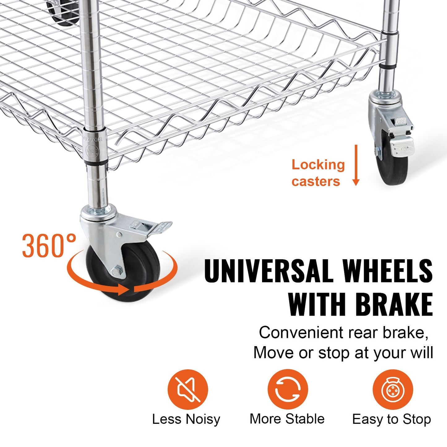 3-Tier Steel Utility Cart with Wheels, 300 kg Capacity, Indoor/Outdoor Use