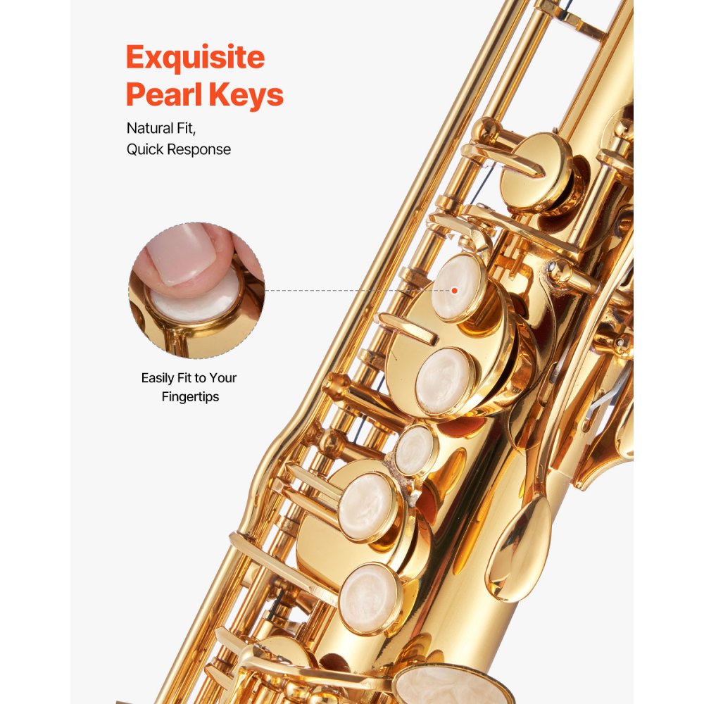 VEVOR Gold Brass Tenor Saxophone B Flat Sax Beginner Kit with Case Mouthpiece