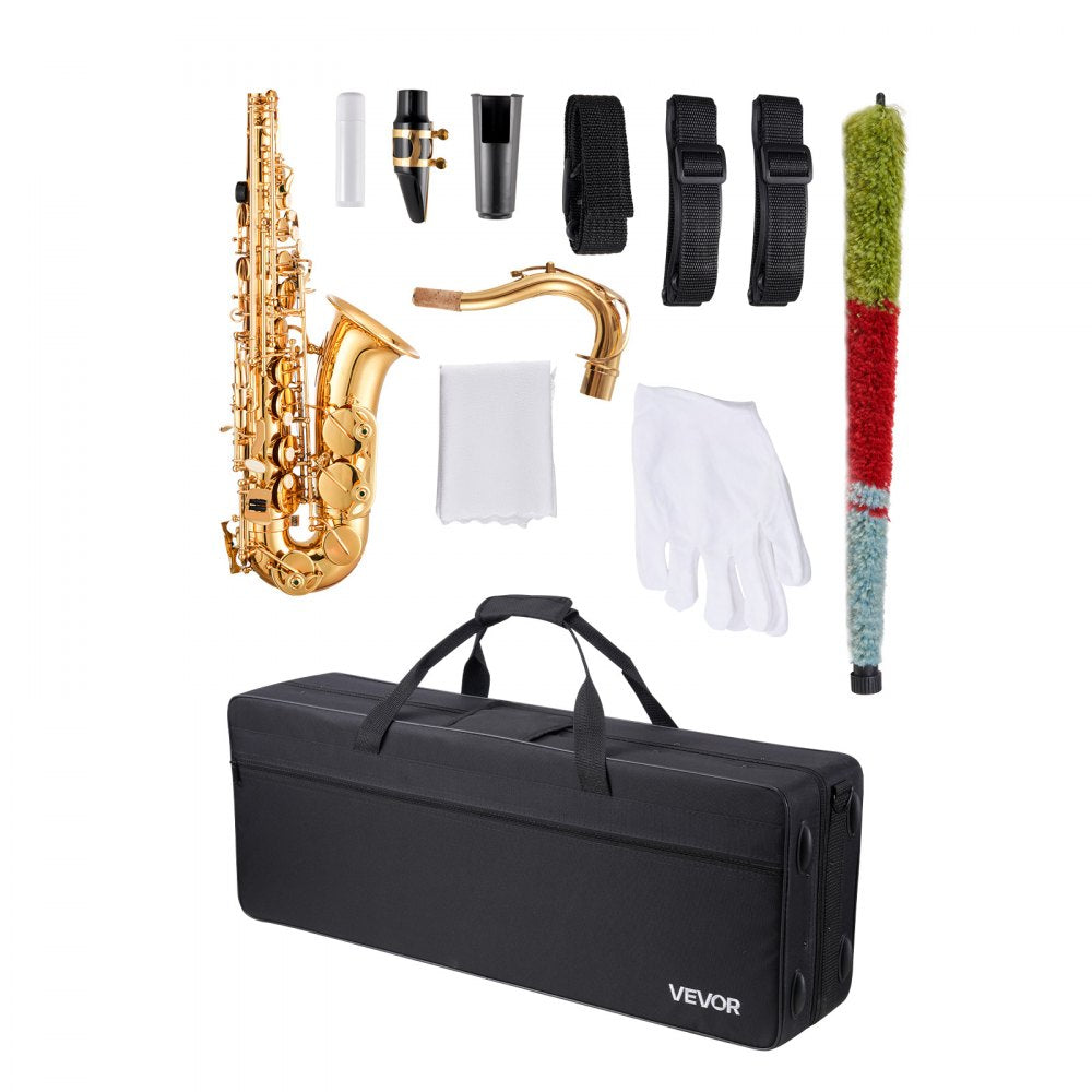VEVOR Gold Brass Tenor Saxophone B Flat Sax Beginner Kit with Case Mouthpiece
