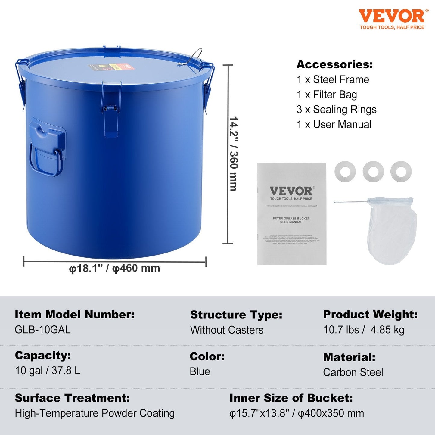High-Capacity 37.8L Oil Disposal Caddy with Filter Bag and Lid