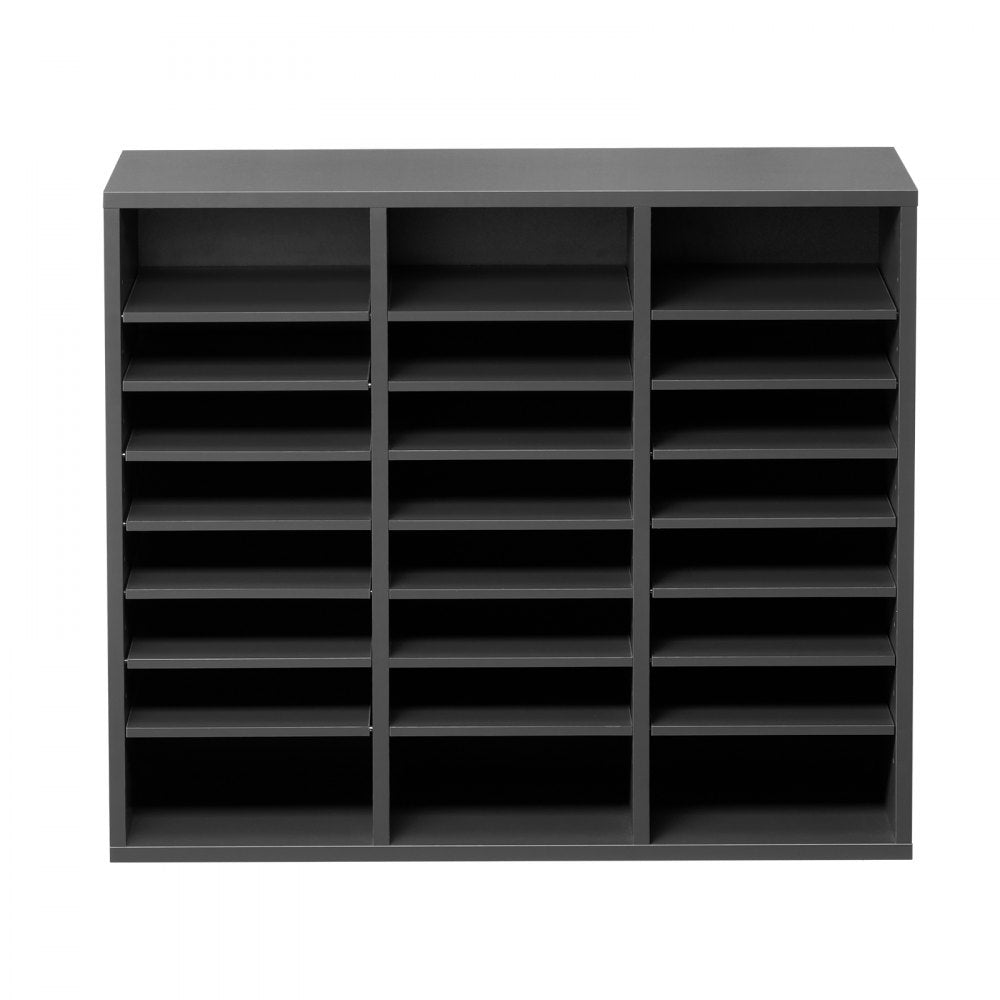 VEVOR Wooden Literature Organizer 24 Compartments with Adjustable Shelves Grey