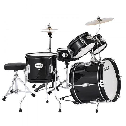 VEVOR Kids Drum Set 5-Piece Beginner Drum Kit with 355.6 mm Bass Drum(Black)