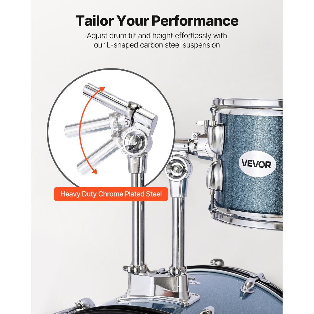 VEVOR Drum Set 5-Piece Beginner Drums Set with 558.8 mm Bass Drum (Gravel Blue)