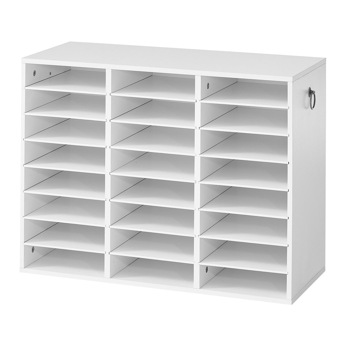 Wood Literature Organizer 24 Compartments Office Mailboxes White, Countertop Literature Sorter for Files Documents Papers, with Adjustable Shelves, for Office, Home, Classroom Organization