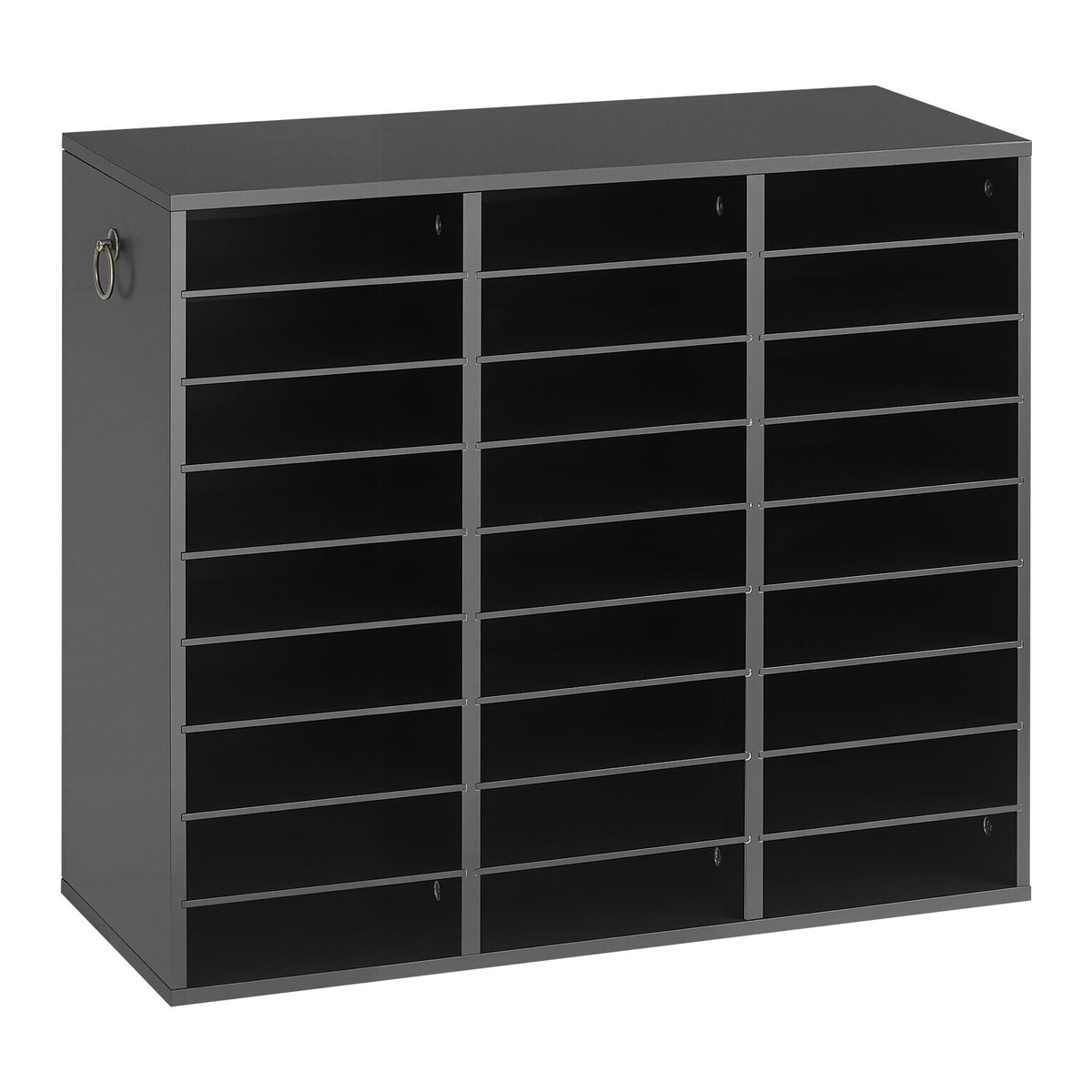 Wood Literature Organizer 27 Compartments Office Mailboxes Black, Countertop Literature Sorter for Files Documents Papers, with Adjustable Shelves, for Office, Home, Classroom Organization