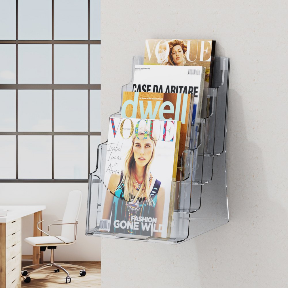 VEVOR Acrylic Brochure Holder 8.5 x 11 inch 4-Tier Literature Display Stand Rack