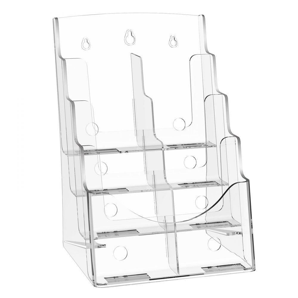 VEVOR Acrylic Brochure Holder 8.5 x 11 inch 4-Tier Literature Display Stand Rack