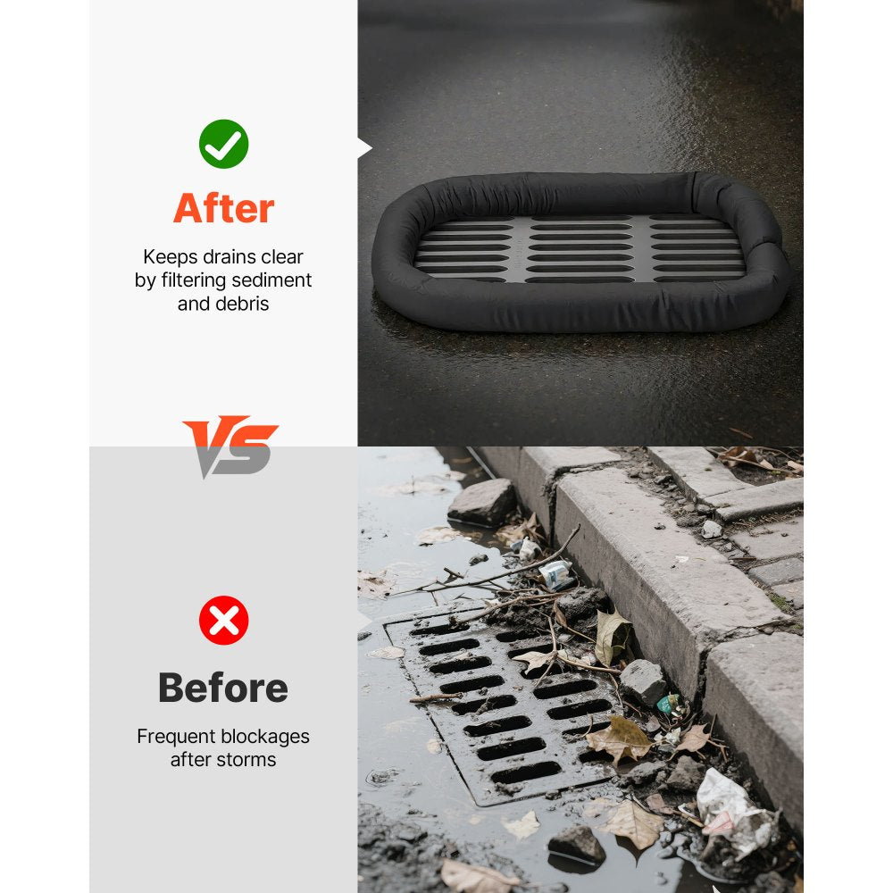 Sediment Filter Sock, 4Pcs Erosion Control Socks Dia.127 mm x 3048 mm L Coverage, Polypropylene Filler, Flexible & Efficient Silt Fence Socks for Storm-Water Management, Drainage Protection