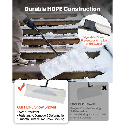 Plastic Snow Pusher Shovel 76.2 cm Heavy Duty Winter Snow Plow for Driveway