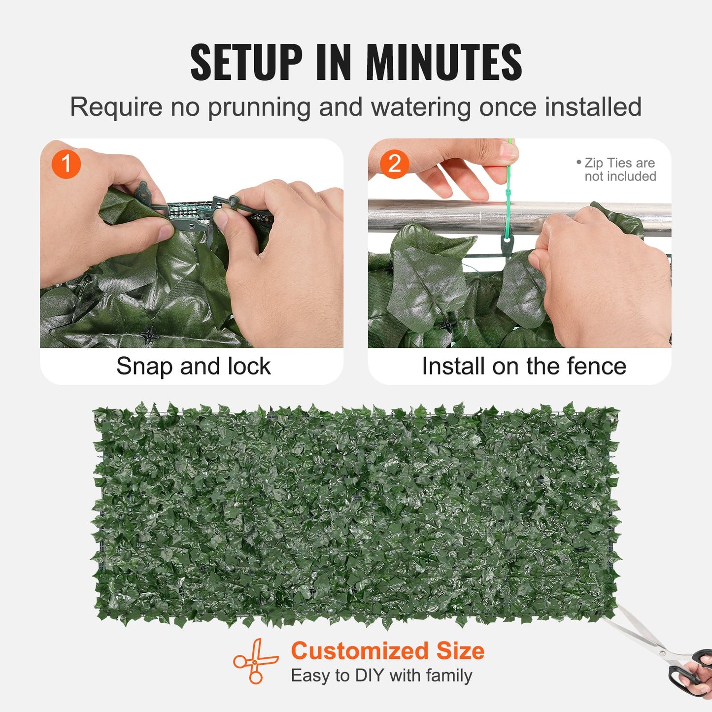 VEVOR Ivy Privacy Fence, 39"x98" Artificial Green Wall Screen, Greenery Ivy Fence