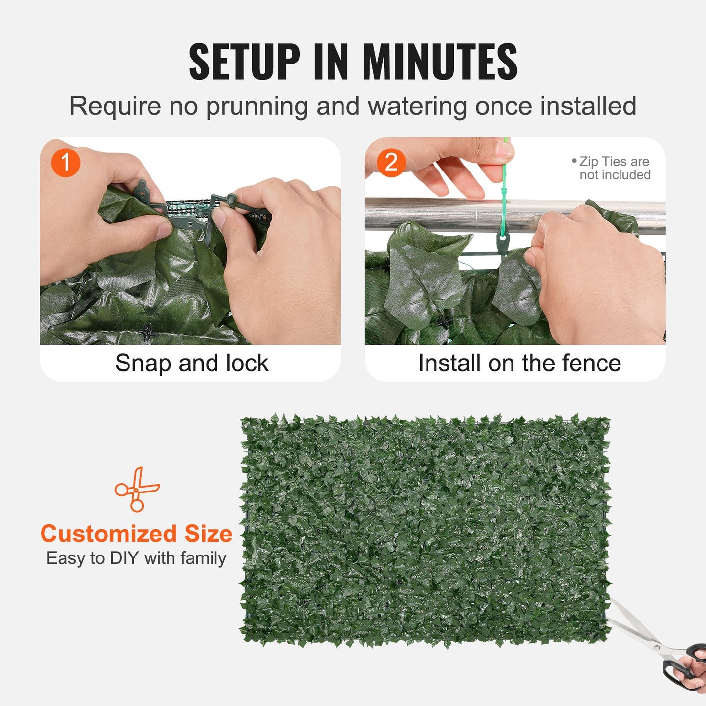 VEVOR Ivy Privacy Fence, 59 x 98 in Artificial Green Wall Screen, Greenery Ivy Fence
