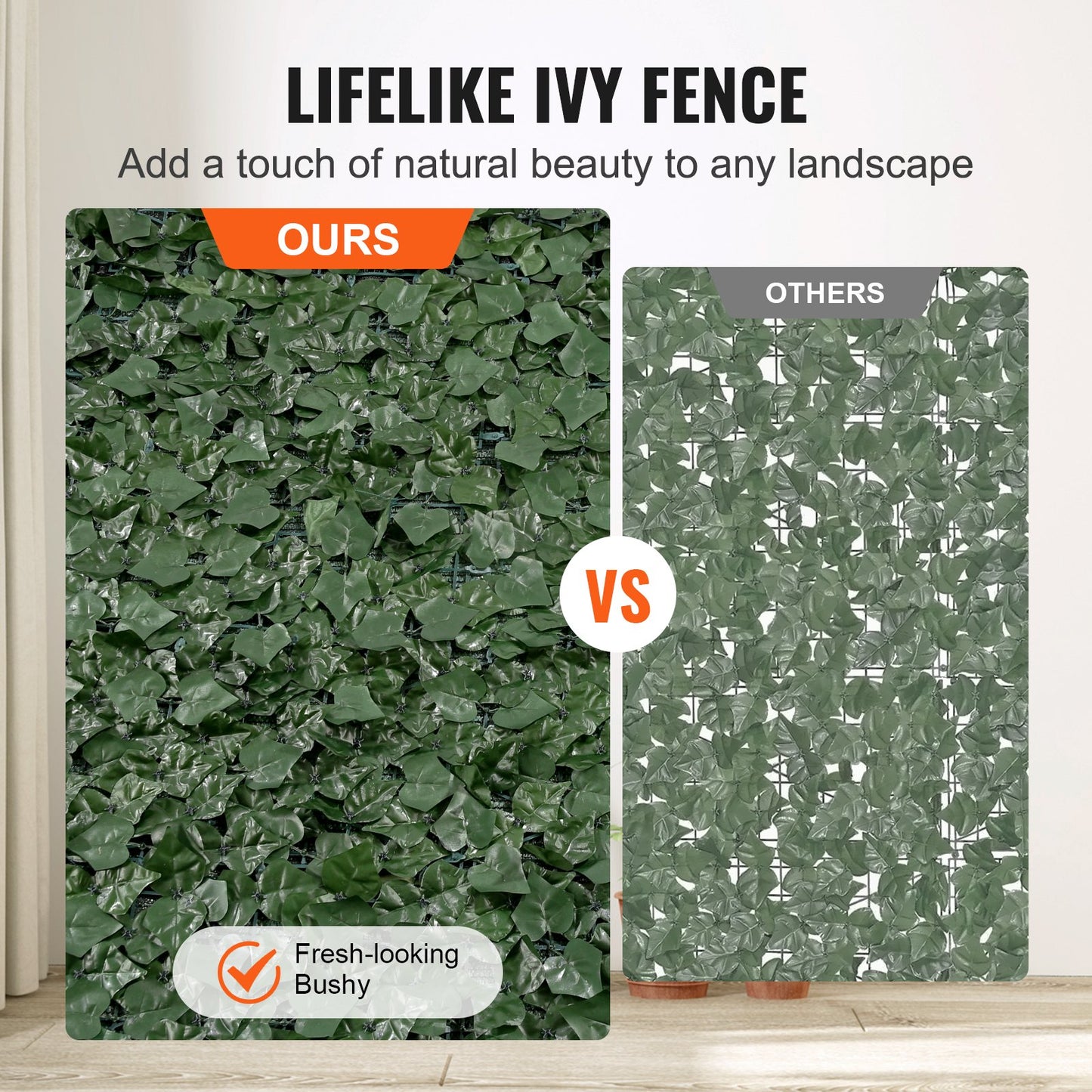 VEVOR Ivy Privacy Fence, 59 x 158in Artificial Green Wall Screen, Greenery Ivy Fence