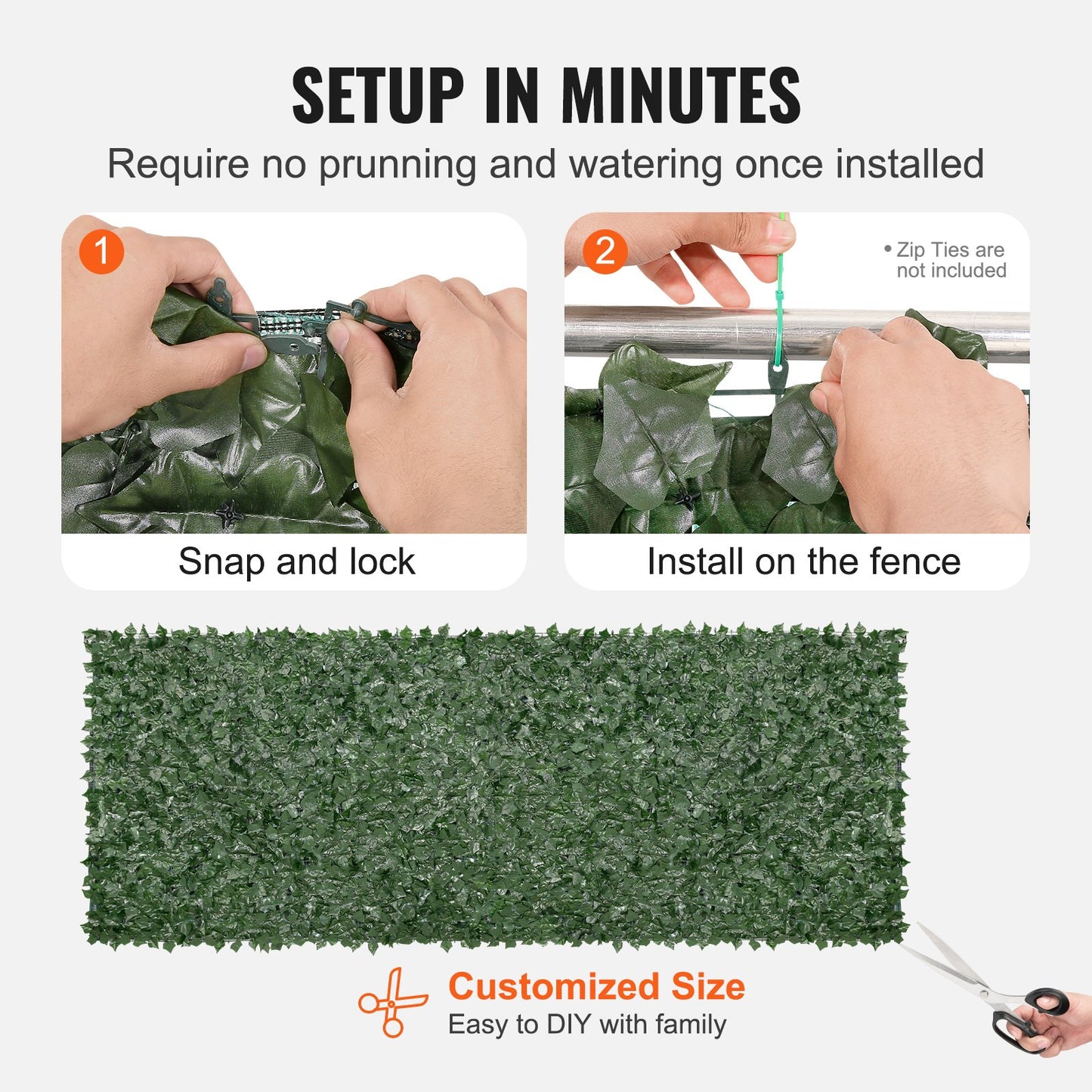 VEVOR Ivy Privacy Fence, 59 x 158in Artificial Green Wall Screen, Greenery Ivy Fence