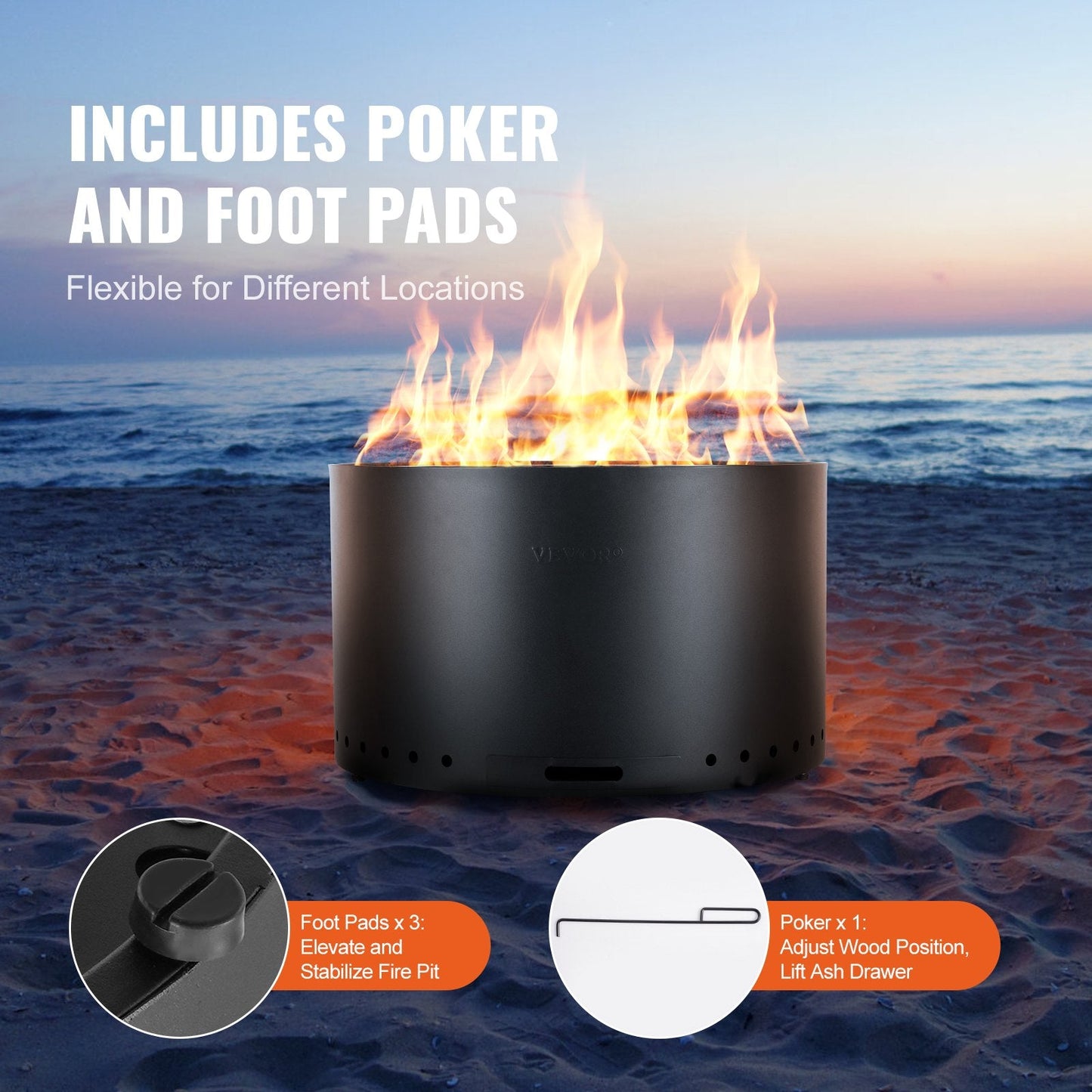 28cm Stainless Steel Smokeless Fire Pit with Complete Burning and Easy Cleaning