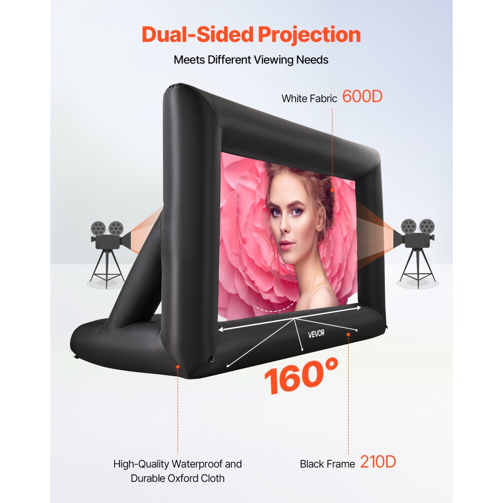 VEVOR 14 ft Inflatable Movie Screen 16:9 600D Movie Projector with Portable Bag
