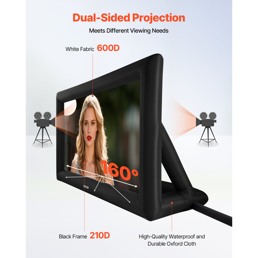 VEVOR 16 ft Inflatable Movie Screen 16:9 600D Movie Projector with Portable Bag