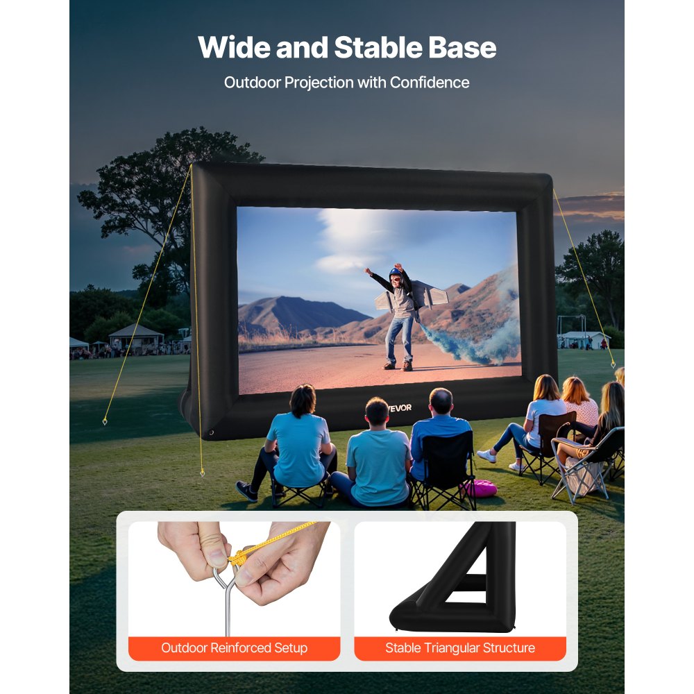 VEVOR 16 ft Inflatable Movie Screen 16:9 600D Movie Projector with Portable Bag