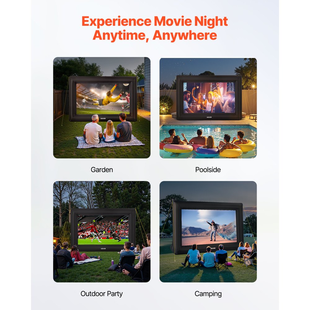 VEVOR 16 ft Inflatable Movie Screen 16:9 600D Movie Projector with Portable Bag