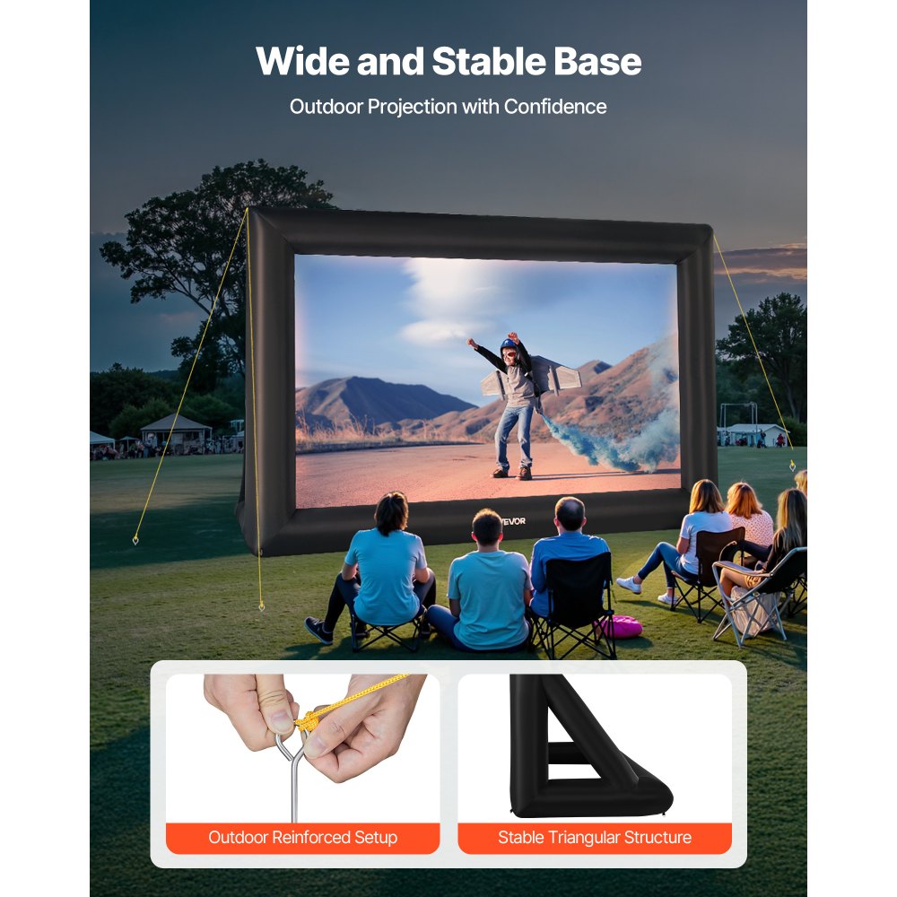 VEVOR 20 ft Inflatable Movie Screen 16:9 600D Movie Projector with Portable Bag