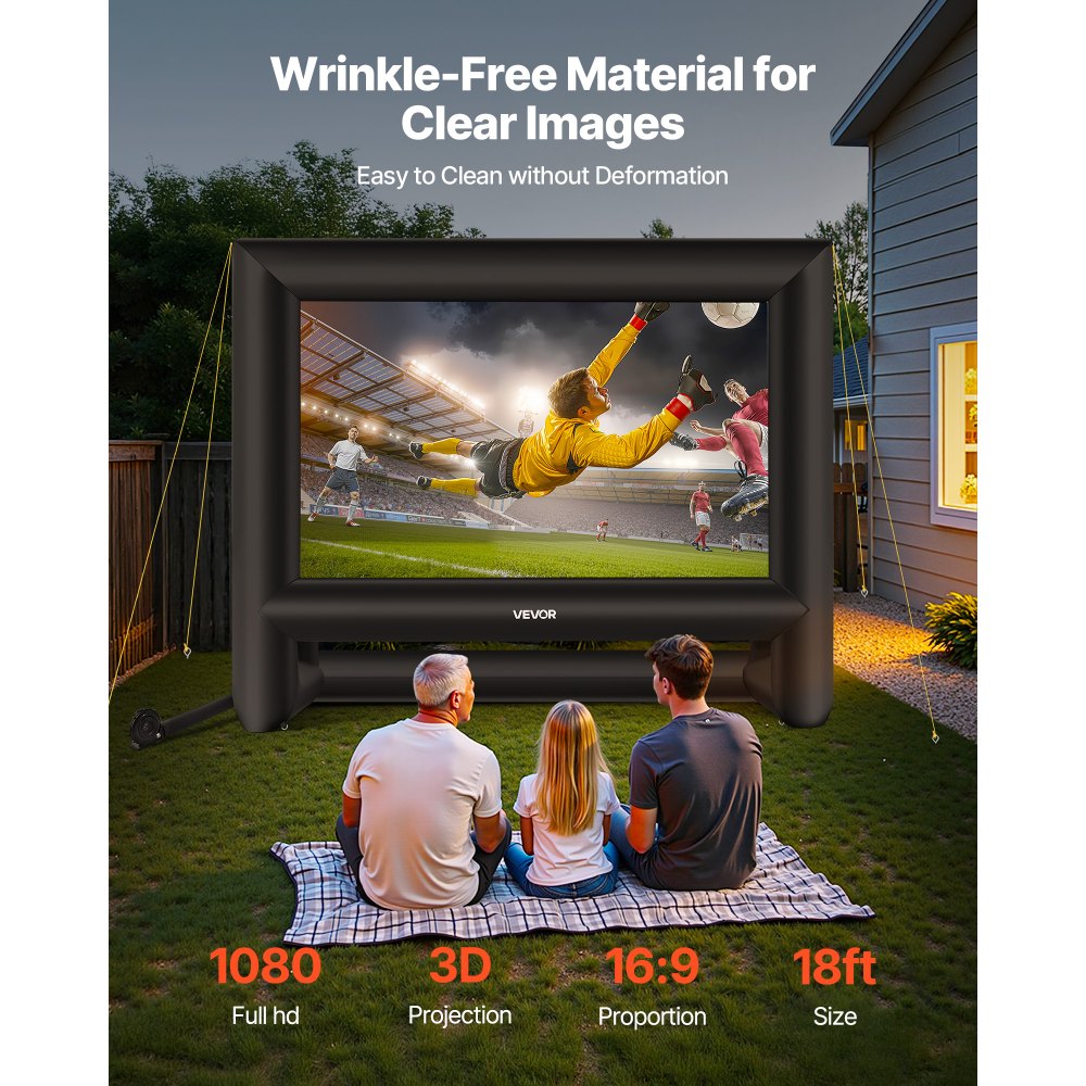 VEVOR 18 ft Inflatable Movie Screen 16:9 600D Movie Projection with Portable Bag