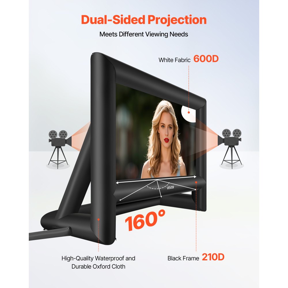 VEVOR 18 ft Inflatable Movie Screen 16:9 600D Movie Projection with Portable Bag