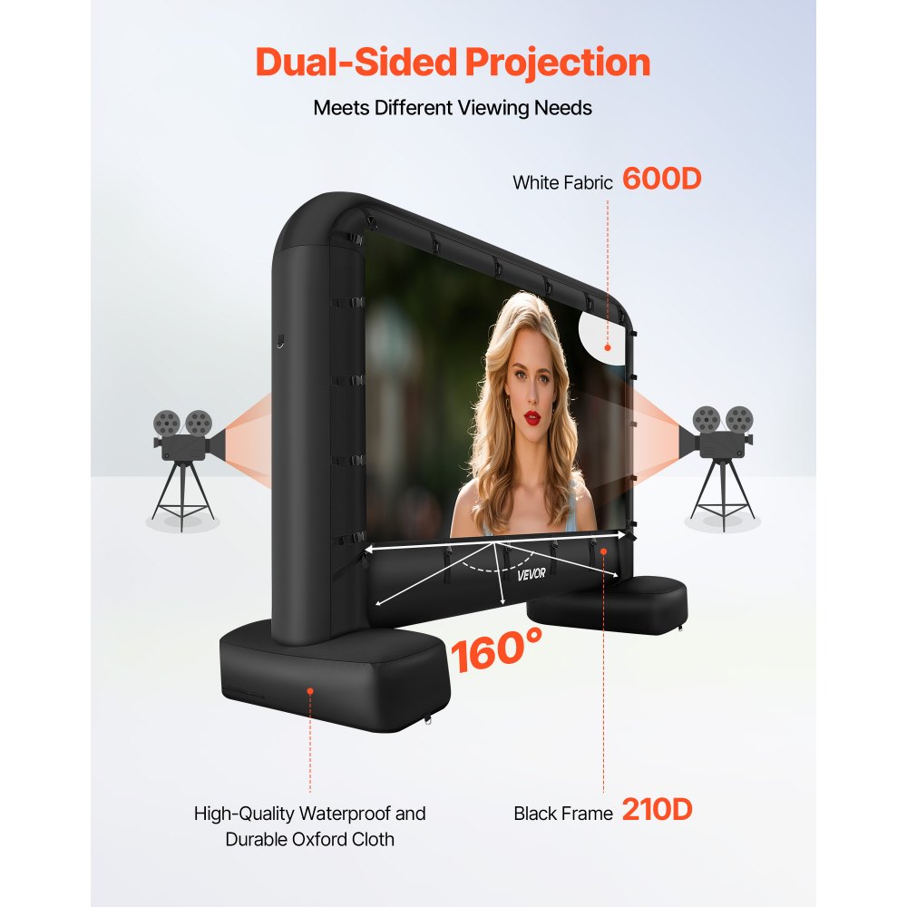 VEVOR 14 ft Inflatable Movie Screen 16:9 600D Movie Projection with Portable Bag