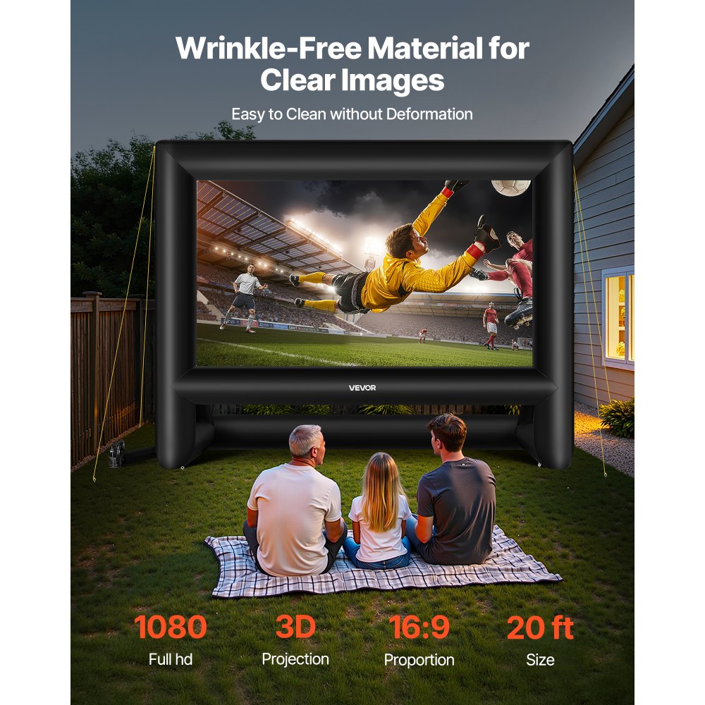 VEVOR 20 ft Inflatable Movie Screen 16:9 600D Movie Projection with Portable Bag