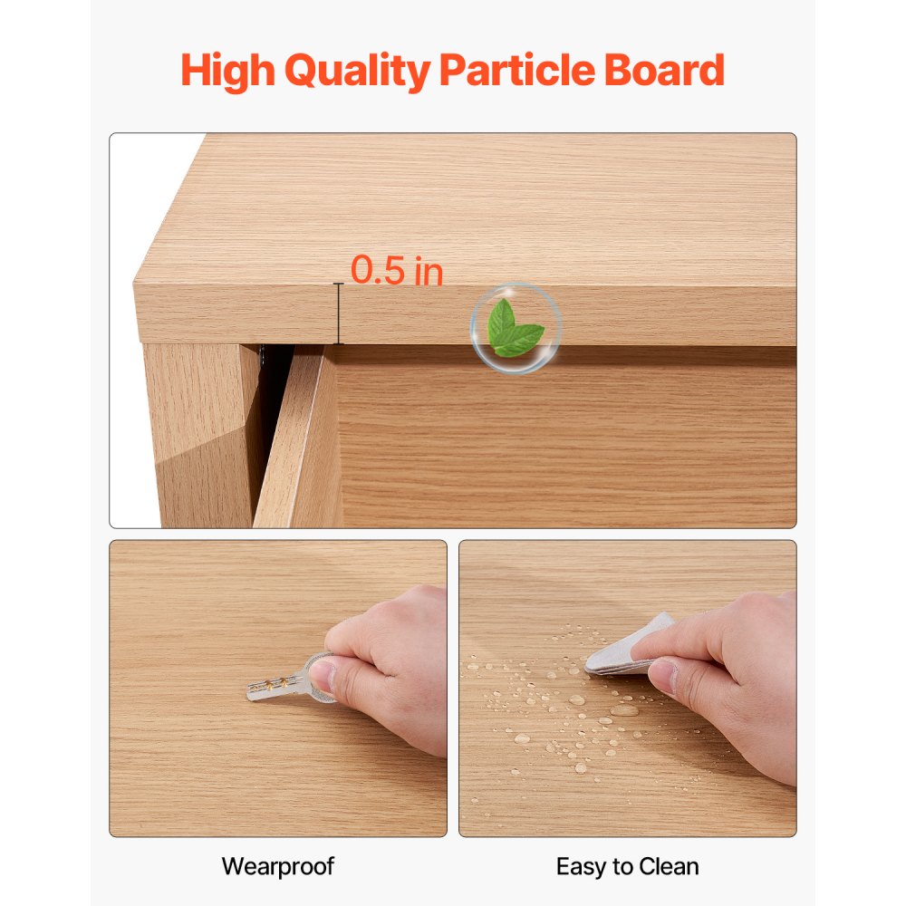 6 Fluted Drawer Dresser Wooden Chest of Drawers with Sliding & Anti-tip