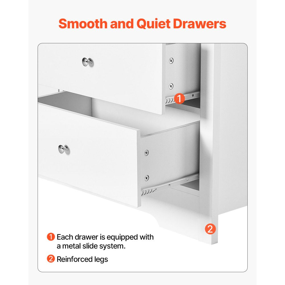 VEVOR 7 Drawer Dresser Wooden Chest of Drawers with Sliding with Anti-tip Device