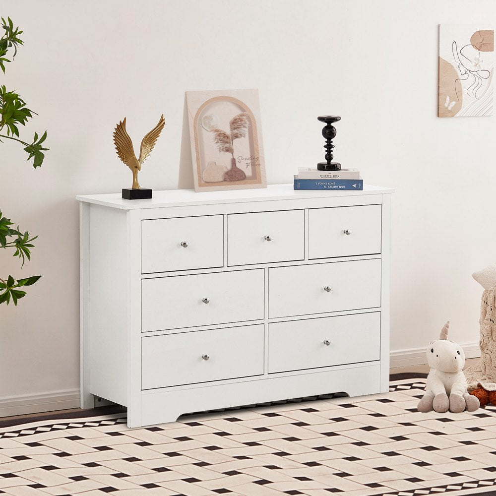VEVOR 7 Drawer Dresser Wooden Chest of Drawers with Sliding with Anti-tip Device