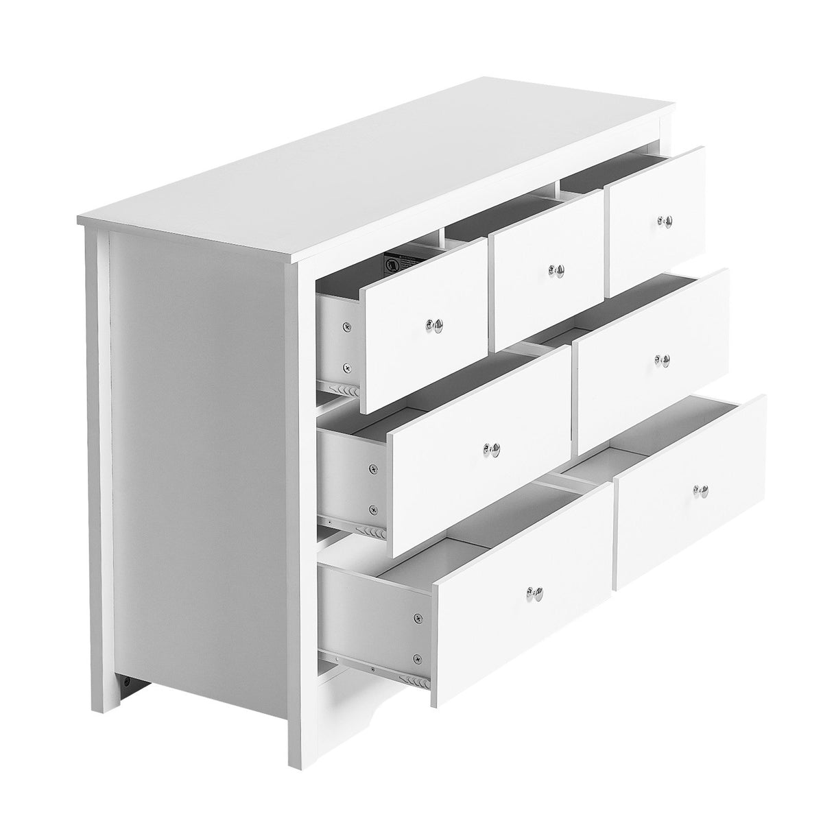 7 Drawer Dresser, Wooden Chest of Drawers with Sliding with Anti-tip Device, Modern Minimalist Dresser Chest, Closet Storage Organizer for Living Room, Hallway, Bedroom, Entryway, Light Wood