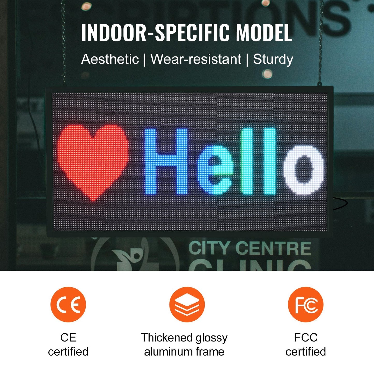 Programmable LED Scrolling Sign, P5 Full Color Display Board with Custom Text