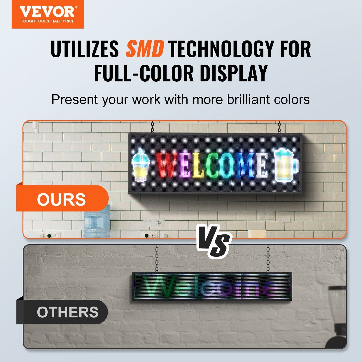 Programmable LED Display Board, Full Color Scrolling Sign for Business & Events