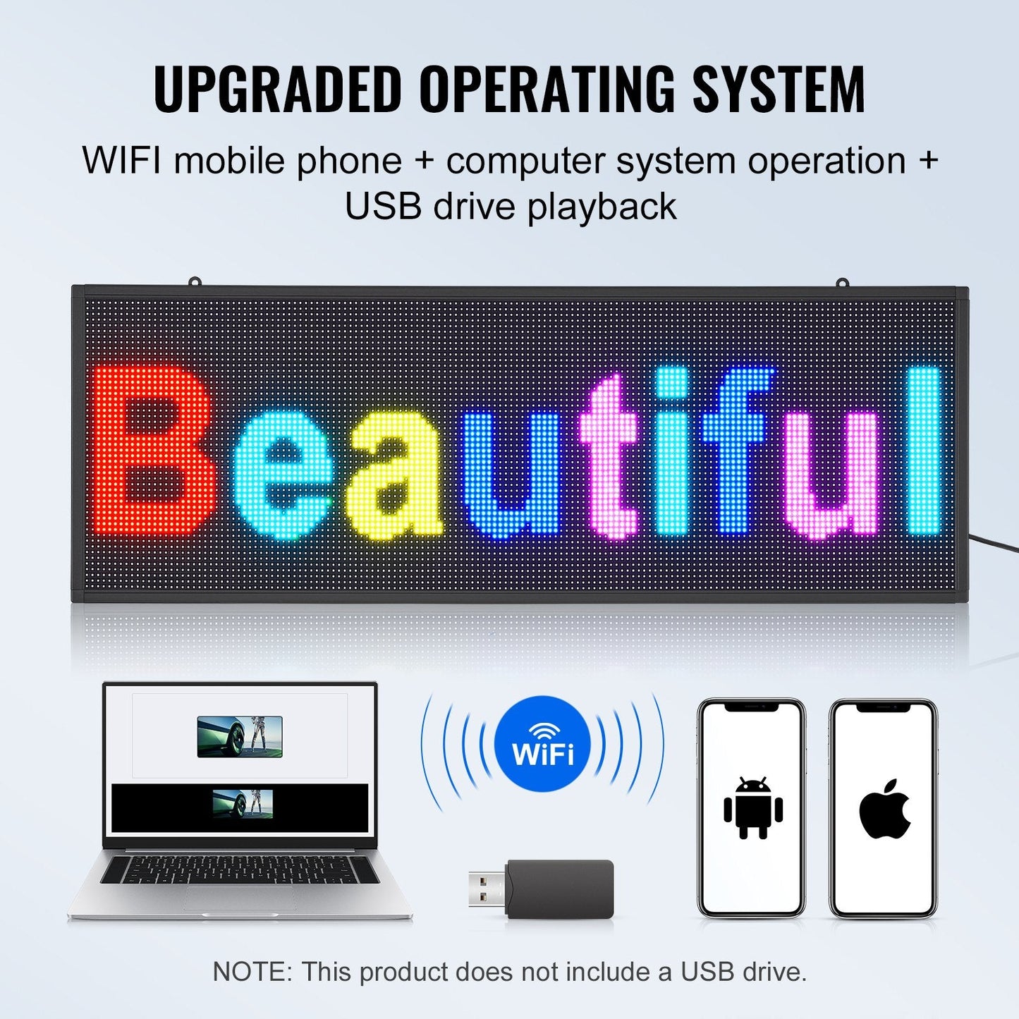 Programmable LED Display Board, Full Color Scrolling Sign for Business & Events
